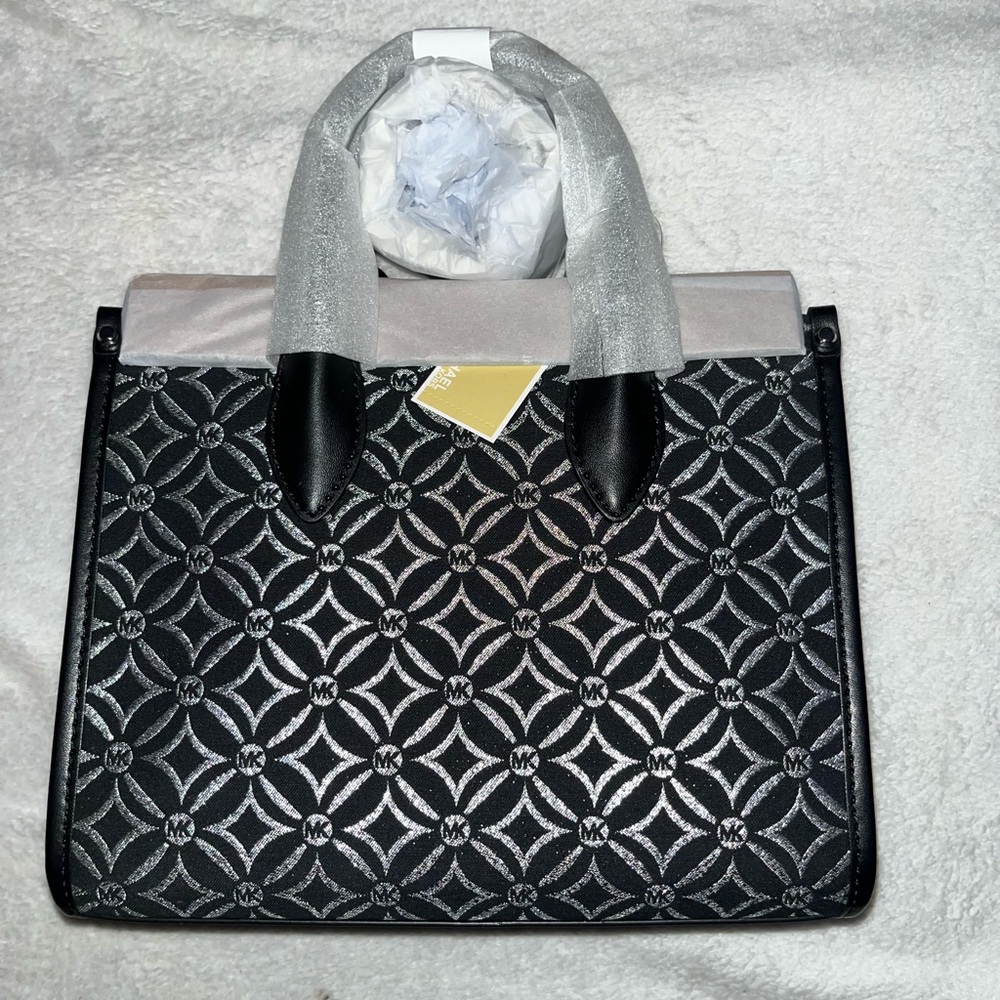 Michael Kors Mirella Small Metallic Logo Jacquard Crossbody Bag